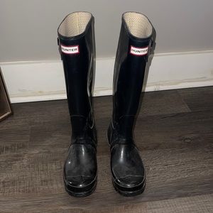 Black Glossy Hunter Rainboots